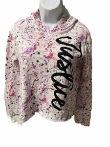 Justice Girls Active Hoodie Speckled Paint Look 14/16 Cropped - Picture 1 of 12