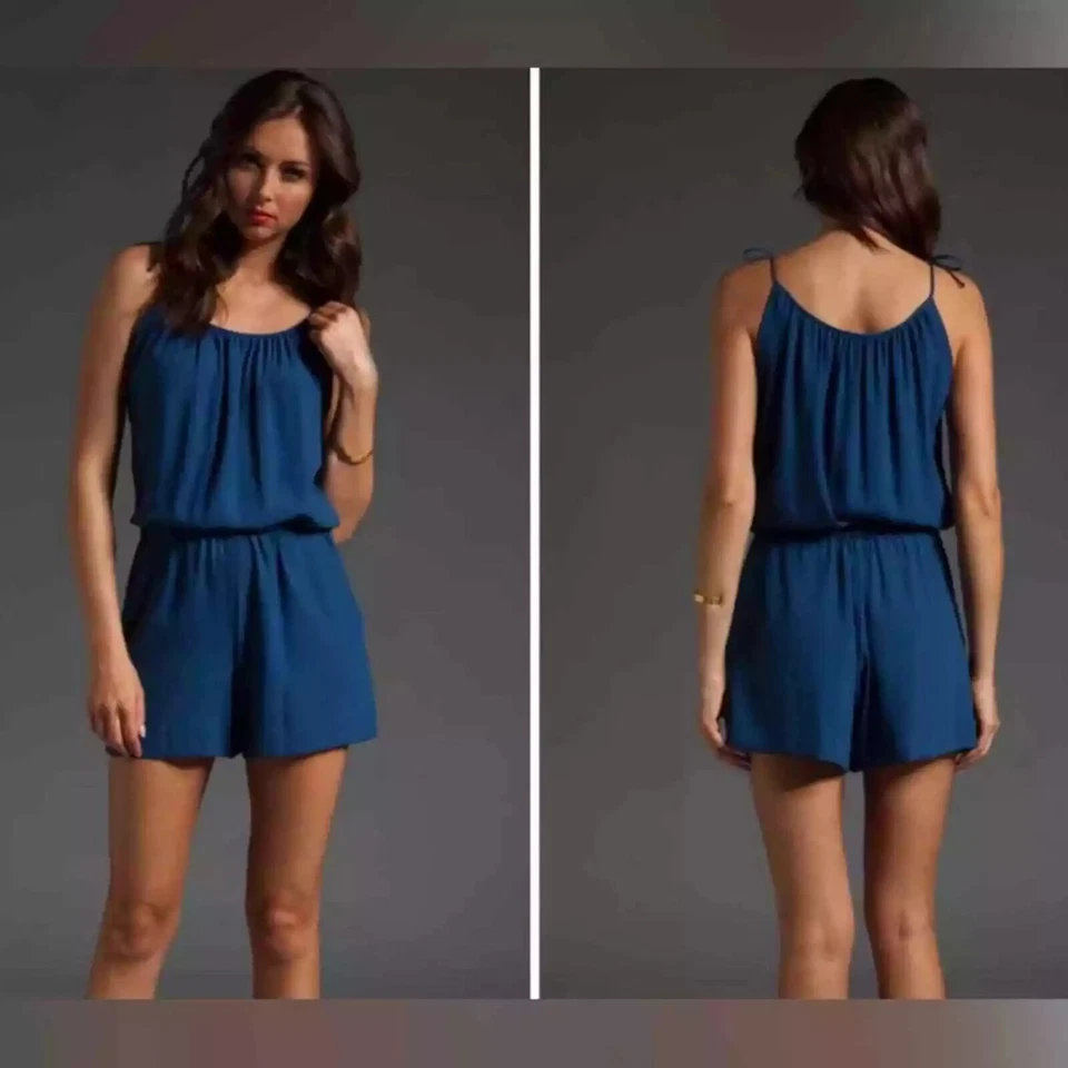 Theory ROMPER "LIRIANNA" Sin Mangas AZUL MARINO MONO Corto Cierre de Corbata BOLSILLO Foto 1 de 4