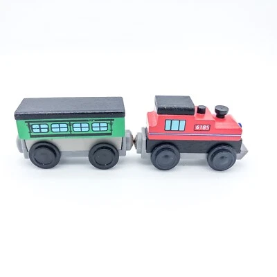 Kidkraft Wooden Train 6185 Red Engine & Green Passenger Car Fits BRIO 2009 - Image 1 of 4