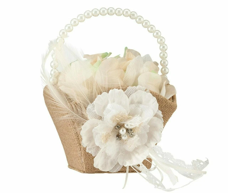 Cesta niña flor encaje arpillera rosa lillian 7,5" Foto 1 de 1