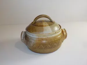 Studio Pottery Casserole Coved Dish Hand Thrown Stoneware Artist Signed Hand - Picture 1 of 10