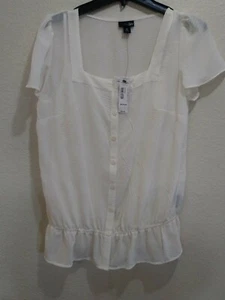 Camicetta East 5th donna taglia M panna trasparente con cami▪ colletto quadrato▪BD▪ maniche cappuccio▪nuova con etichette - Foto 1 di 12