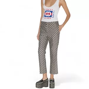 Gucci Linen Blend Canvas Pants in GG Supreme Size 46 IT 10 US NWOT - Picture 1 of 13