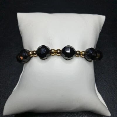 Pulsera PARK LANE Faset Negro Lucita y Cuentas de Metal Dorado. 10209 Foto 1 de 4