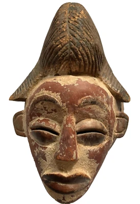 Máscara tallada vintage africana Pounou Punu Tsengui Mukuyi Okuyi Lumbo Gabón ca 1960 Foto 1 de 4