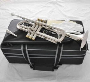 High Grade JINBAO Silver Nickel Plated Trumpet Bb Horn With Case 2 Mouthpiece - Picture 1 of 8