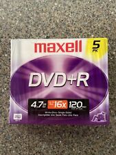 NEW Maxwell 4.7 GB DVD+R 5 Pack pk DVD-R 120 minutes up to max 16x music video
