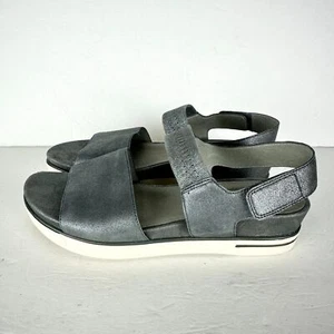 Eileen Fisher Somer Sport Platform Sandal Size 10 NEW Silver Metallic Suede - Picture 1 of 7