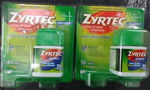 Zyrtec 10 mg 24 Hour Allergy Relief Tablets 90 Count x 2 = 180 Tablets