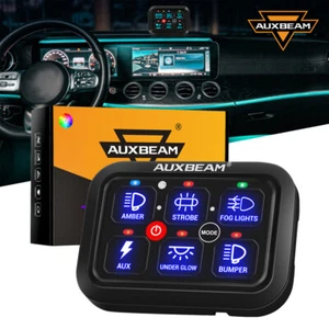 AUXBEAM RA60 RGB 6 Gang Switch Panel Toggle Momentary Pulsed Circuit Control Kit - Picture 1 of 12