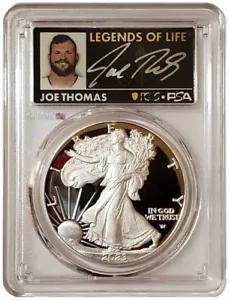 2023-W 1 Oz Silver $1 Legends Of Life EAGLE PCGS PR70DCAM FS Joe Thomas Coin. - Picture 1 of 4