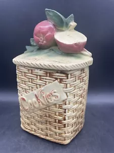 Mid Century Antique McCOY Cookie Jar APPLES on Lid w Basket Design Very Nice!!! - Picture 1 of 12