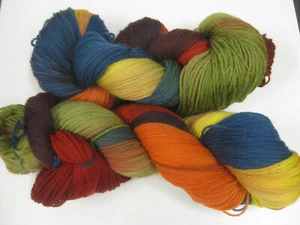 CLEARANCE 2 x 100gm Aust Merino Wool 4ply Handdyed Yarn Dark Rainbow - Picture 1 of 5
