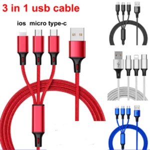 3 in1 Multi Head USB Charger Charging Cable for Most Devices - 4 Colours - Zdjęcie 1 z 28