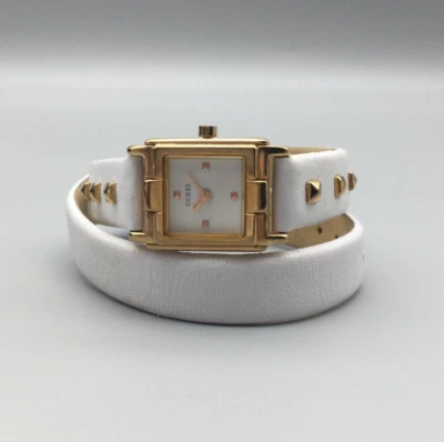 Reloj Guess Tank Mujer U90037L1 Tono Dorado Blanco Banda Envolvente Batería Nueva Foto 1 de 4