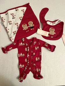 NWT Infant Girl PREEMIE Gymboree GINGERBREAD Cotton BLANKET BIB SLEEPER  3pc Set - Picture 1 of 7