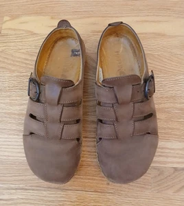 Haflinger braune Schuhe Damen 6/37 Schnallenriemen Pantolette Clogs Kork Komfort Slipper - Bild 1 von 10