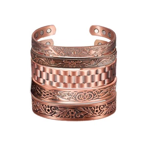 Vinterly Reines Kupfer Armband Männer Magnetische Vintage Einstellbare Hohe Magn - Picture 1 of 11