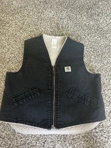 Vintage Carhartt Sherpa gefütterte Duck Canvas Westen hergestellt in den USA braun schwarz XL MENGE 2 - Bild 1 von 12
