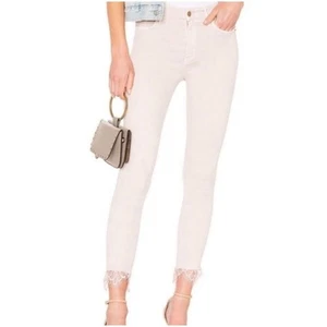 Mother Women’s Sz 27 Pink High Rise Jeans Looker Dagger Ankle Fray Denim - Picture 1 of 11