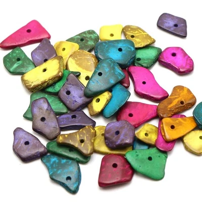 100pcs Mixed Color Natural Coconut Wood Beads - Irregular Palm Shell Chip Beads - image 1 of 4