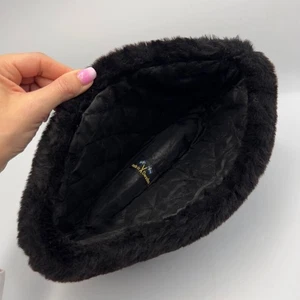 Cappello vintage pelliccia di pecora naturale caldo unico nero Svezia inverno uomo taglia 57 - Foto 1 di 12