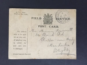 T GB 1917 FIELD SERVICE POSTCARD WITH FIELD POST OFFICE 10 PMK TO MANCHESTER - Picture 1 of 2