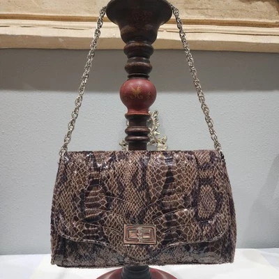 EUC Squared By Sondra Roberts Shoulder Chain Strap Snake Skin Print - Image 1 of 4