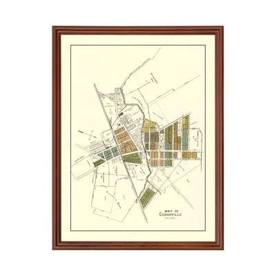 Old Map of Cedarville, OH 1896 - Vintage Cedarville Ohio Art - Image 1 of 4