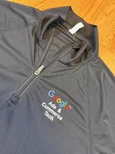 GOOGLE Logo 1/4 Zip DriFit T-SHIRT Langarm Mitarbeiter schwarz LG Werbung Large Sport - Bild 1 von 14