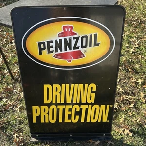 LETRERO DE ACERA PENNZOIL "PROTECCIÓN DE CONDUCCIÓN" con SOPORTE Publicidad 36.5" x 24" - Imagen 1 de 16
