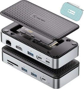 11 in 1 USB C Docking Station with M.2 NVME SATA SSD Enclosure 10Gbps USB C A - Picture 1 of 8