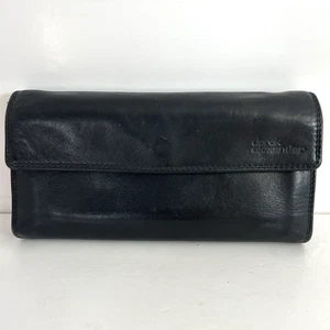 Billetera Derek Alexander de cuero negra triple cierre a presión ranuras para tarjetas de identificación billetera - Imagen 1 de 9