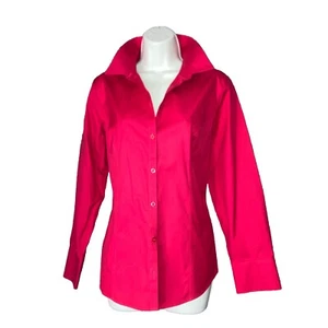 Chicos 1 Bügelfrei Satin Langarm Tunika Kragen Shirt Damen Knopfleiste Rot M/8 - Bild 1 von 9