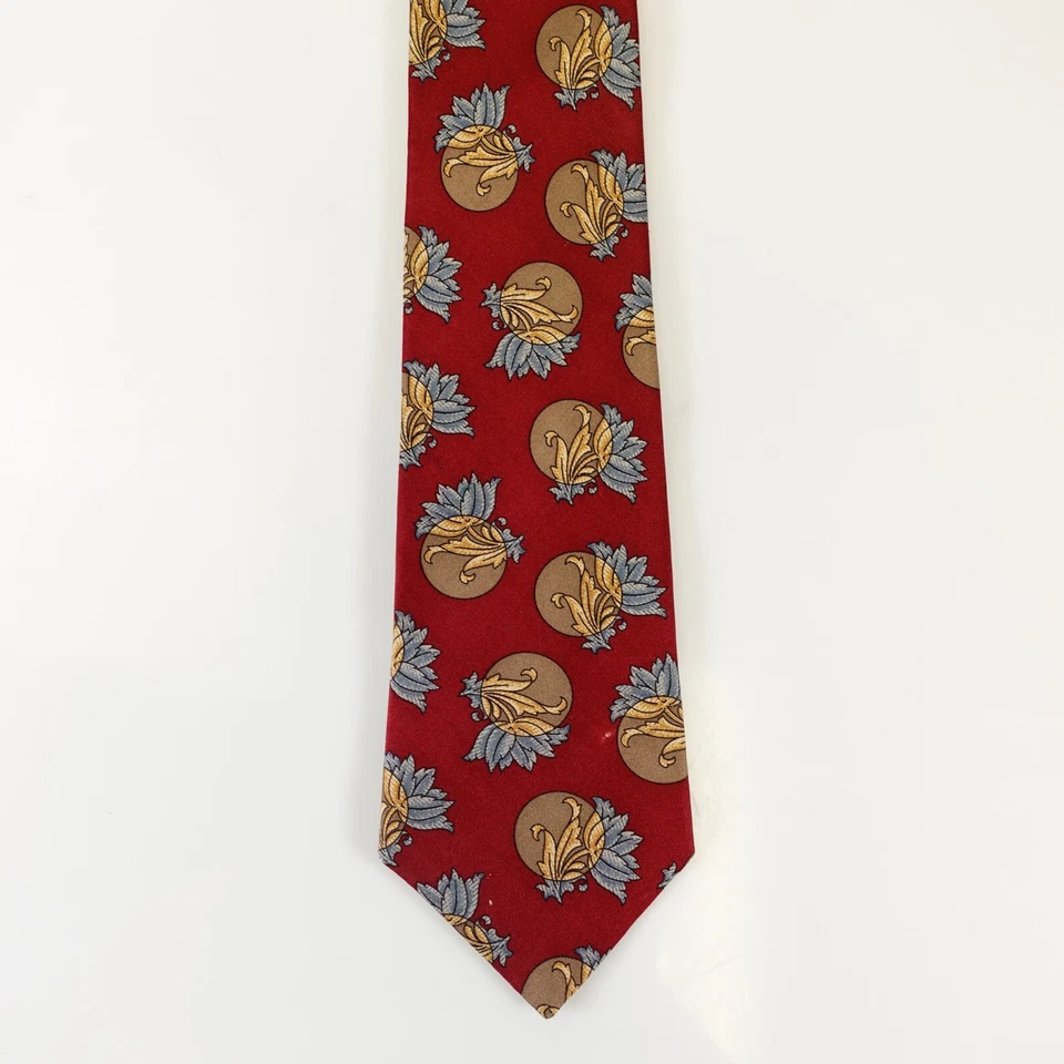 Vestido Floral Acanthus Corbata Hombres Rojo Púrpura Flor Clásico Seda CLAIBORNE EE. UU. Foto 1 de 4