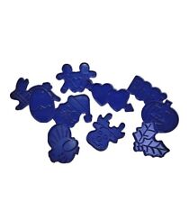 Tupperware Cookie Cutters Assorted Holidays Royal Blue Set of 10 In Box New!