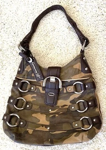 B. Makowsky Fully Leather Camoflauge Large Shoulder Purse Y2K Magnetic Closure - Picture 1 of 10