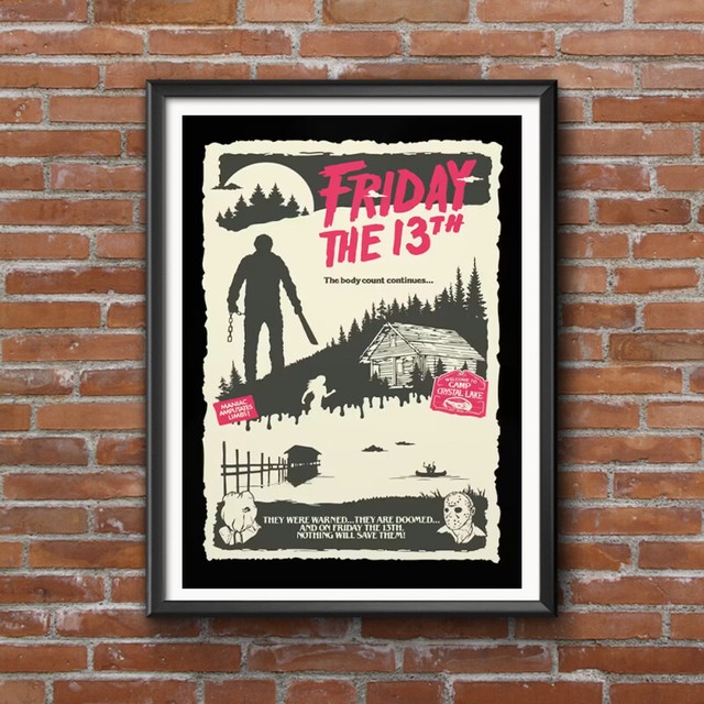 Friday The 13th Movie Collage Poster, Framed Art, Jason Voorhees, NEW, USA