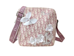 Christian Dior Shoulder Bag Purse Trotter Pink Canvas Authentic - Picture 1 of 24