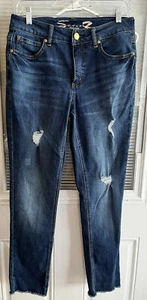 Seven 7 Jeans Womens Weekend Slim Fit Distressed Med/Dark Wash Sz 6 Excellent - Picture 1 of 8