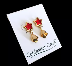 ORECCHINI traforati a campana di Natale COLDWATER CREEK * 1 IN LUNGO * SPLENDIDI! - Foto 1 di 3