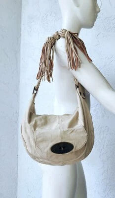 "Mulberry Araline" Coconut Butter-Soft Leather Tassel Hobo Shoulder Bag Flaw - Image 1 of 4