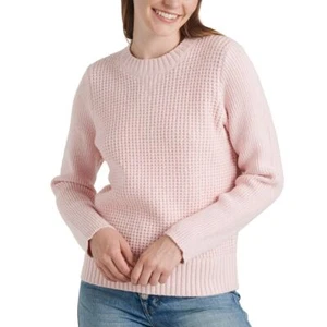 LUCKY BRAND NEW Women's Waffle-knit Pullover Crewneck Sweater Top TEDO - Picture 1 of 2