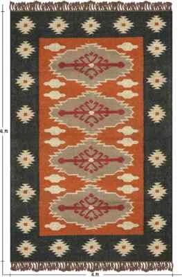Alfombra Kilim de lana tribal tejida a mano de colección alfombra india natural tejida a mano alfombras Foto 1 de 4