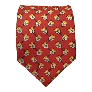 YVES SAINT LAURENT Orange Floral Silk Tie Made In Italy 58”/4" EX COND - Picture 1 of 7