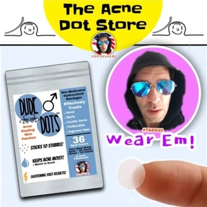 Dude Dots Acne Healing Skin Patches, Zit Stickers, Pimple, Cystic Acne Spot Care - Picture 1 of 12