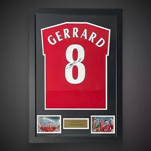Steven Gerrard Hand Signed And Framed Liverpool Football Shirt Bid £175 - Picture 1 of 5