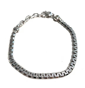Pulsera Hombre Jersey Articulada Plata de Ley 925 Rodiado Blanco Mosquetón - Imagen 1 de 2