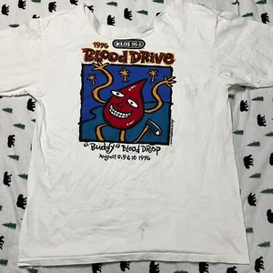 KLOS LA Radio Size XL 1996 Blood Drive Harlow Designs No Tag Cut Neck Mark Brian - Picture 1 of 7