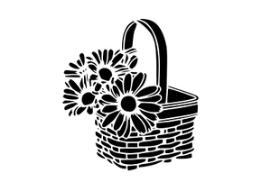 Schablone " Korb mit Blumen " auf A4 - Bild 1 von 1